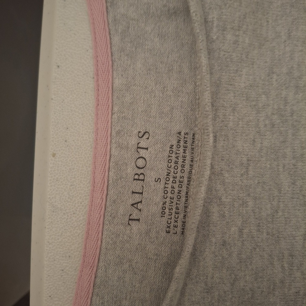 3/$15 TALBOTS‎ Small Gray Blue Pink Striped Cotton Pullover Long Sleeve Tee - Picture 4 of 9